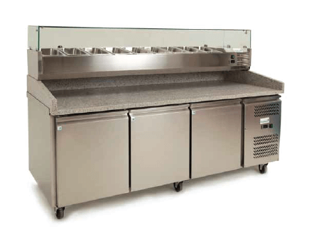 Kingfisher Granite Top Refrigerated Prep Counter with Toppings Rail (PZ3600)