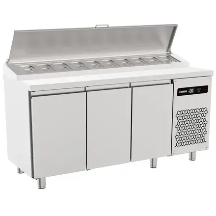 Inomak ZPZPT999/PTL Triple Hinged Door Gastronorm Prep Counter With Raised Collar