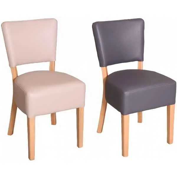 Ohio Upholstered Dining Chairs - Oak / Beige, Grey