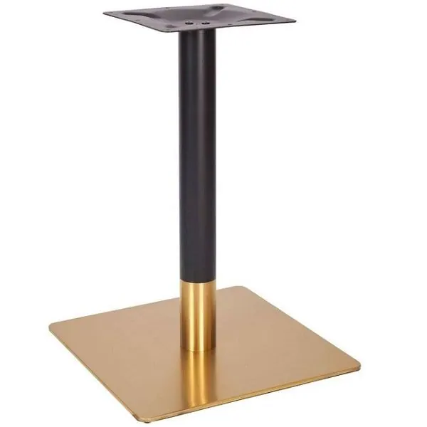 Vintage Brass Large Square Table Base - Black Column
