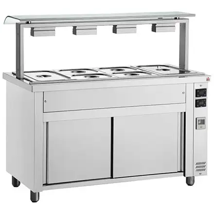 Inomak MJV714 Bain Marie With Heated Cupboard And Sneeze Guard 4x GN1/1