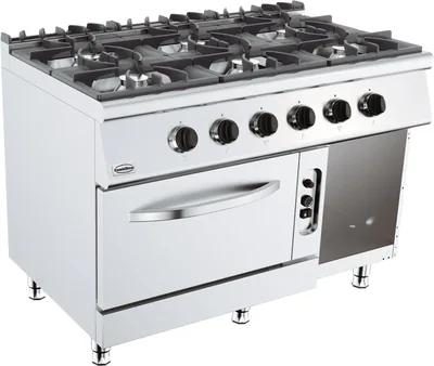 CombiSteel 7178.0420 Base 700 Gas Stove 6 Burners with Gas Oven