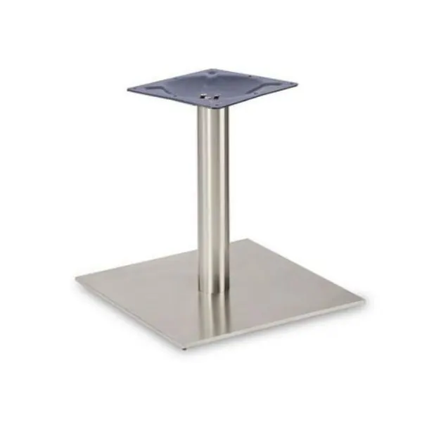 Profile Brushed Steel Lounge Table Base - Large Square - Round Column