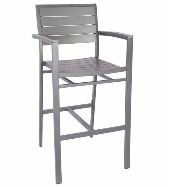 Villa Slatted Outdoor Bar Stools - Grey