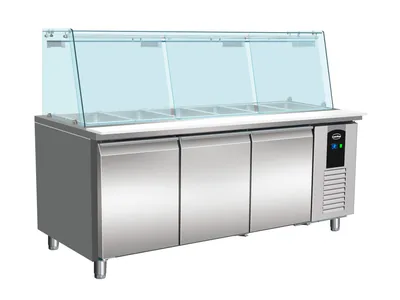 CombiSteel 7950.0425 Refrigerated Counter with Glass Cover 3 Doors 5 × 1/1 GN Container