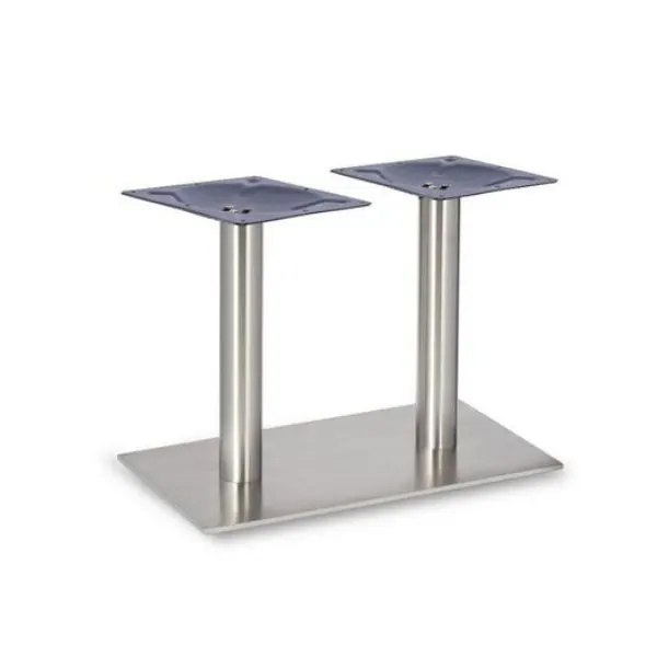 Profile Brushed Steel Twin Pedestal Lounge Table Base - Round Columns