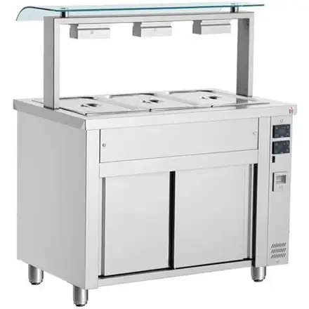 Inomak MVV711 Bain Marie With Sneeze Guard 3x GN1/1