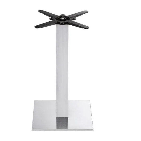 Apollo V2 Small Square Brushed Stainless Steel Pedestal Base - Bar or Dining