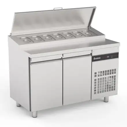 Inomak ZPZP99 Double Hinged Door Gastronorm Prep Counter With Raised Collar