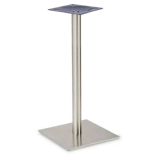 Profile Brushed Steel Large Square Bar Table Base - Round Column