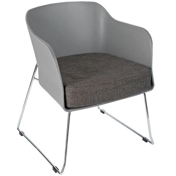 Poppy Chrome Skid Frame Tub Chairs With Cushion - White or Grey