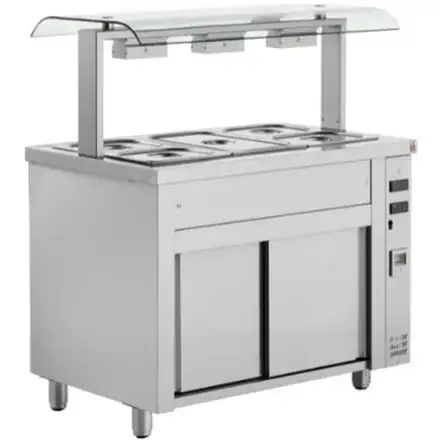 Inomak MRV711 Bain Marie With Double Sneeze Guard 3 x GN1/1