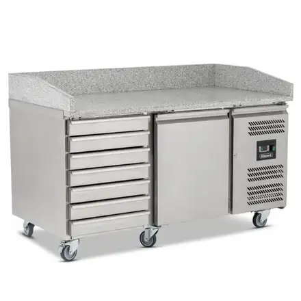 Blizzard BPB1500-7N Single Hinged Door Pizza Prep Counter With Neutral Drawers