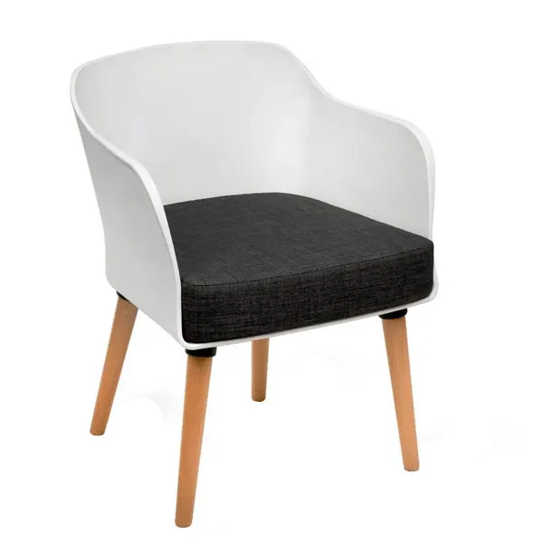 Poppy Tub Chair with Cushion – White or Grey Seat, Wood Legs