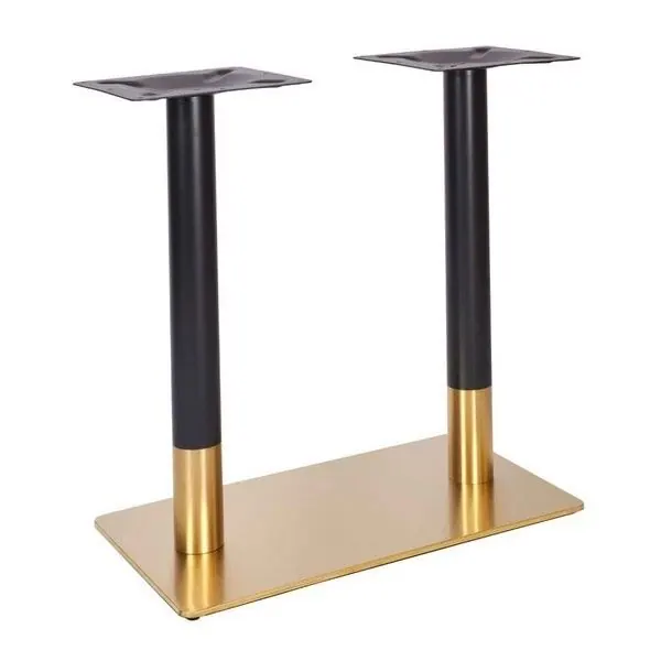 Vintage Brass Twin Pedestal Table Base - Black Column