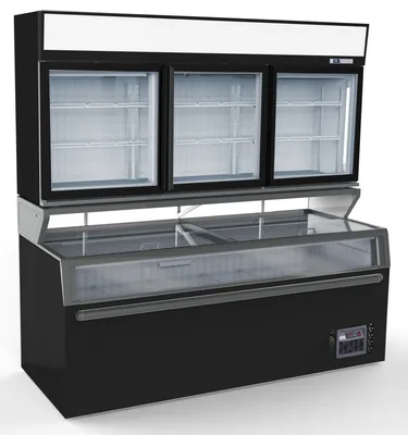 CombiSteel 7455.2535 Wall Mounted Freezer Unit Black 3 Glass Doors
