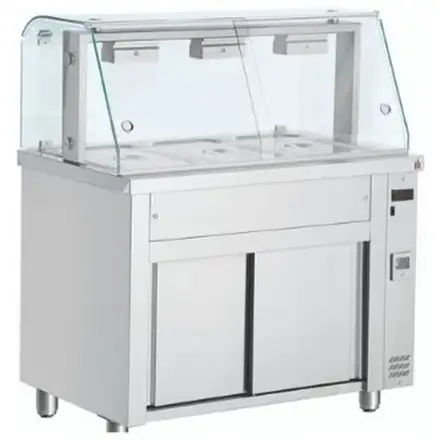 Inomak MFV711 Bain Marie With Glass Canopy 3x GN1/1