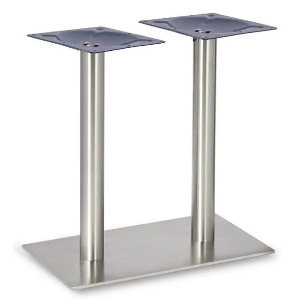 Profile Brushed Steel Dining Table Legs - Twin Rnd Columns