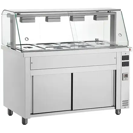 Inomak MIV714 Bain Marie With Heated Cupboard And Glass Canopy 4x GN1/1