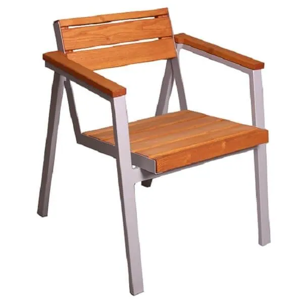 Reef Outdoor Armchair- Robinia Wood / Brushed Silver Frame