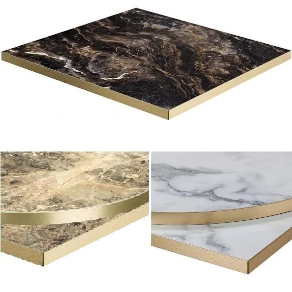 Stock High Gloss Laminate Table Top + Brass Edge