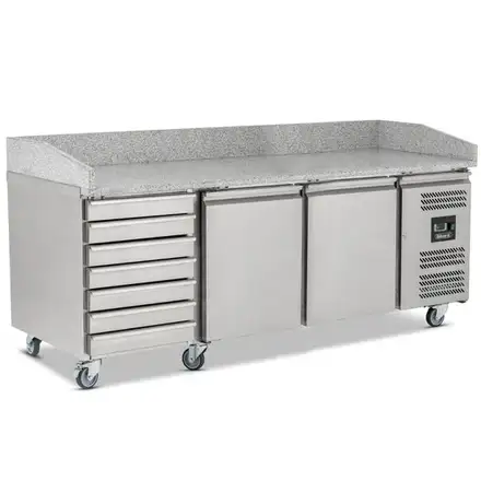 Blizzard BPB2000-7N Double Hinged Door Pizza Prep Counter With Neutral Drawers
