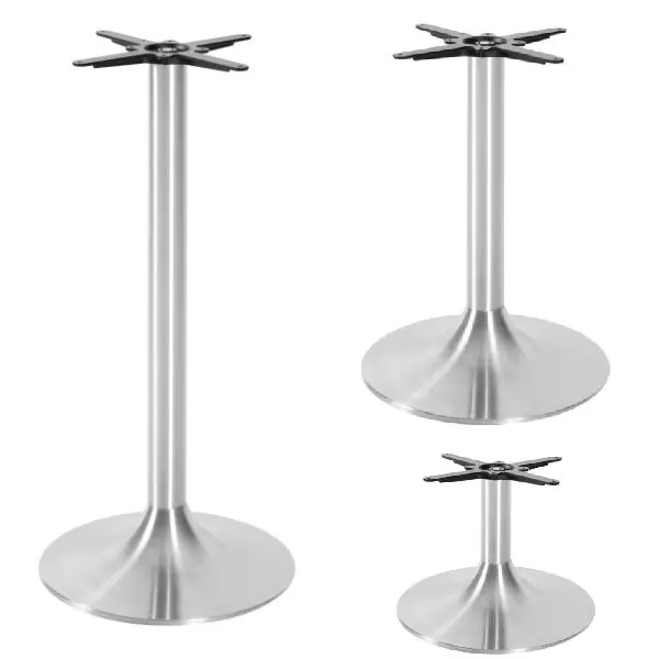 Trumpet Brushed Steel Medium Round Table Base - See Heights