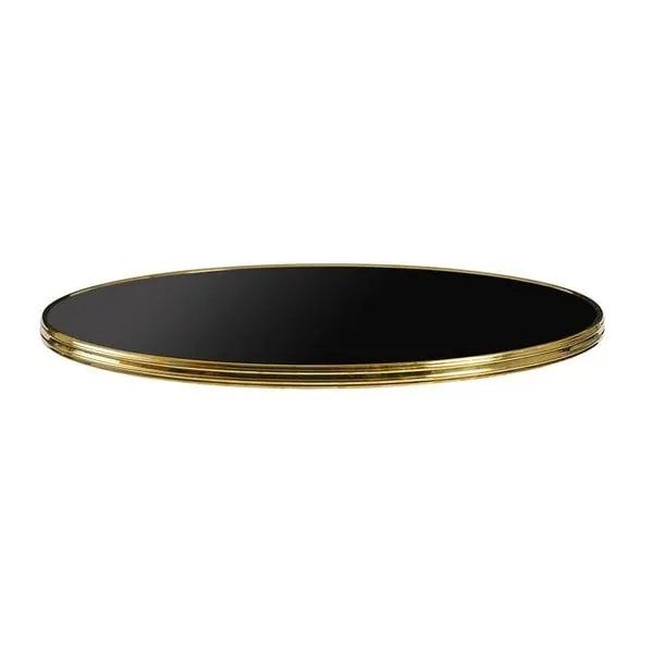 Parisian Outdoor Table Top - Black with Gold Metal Rim