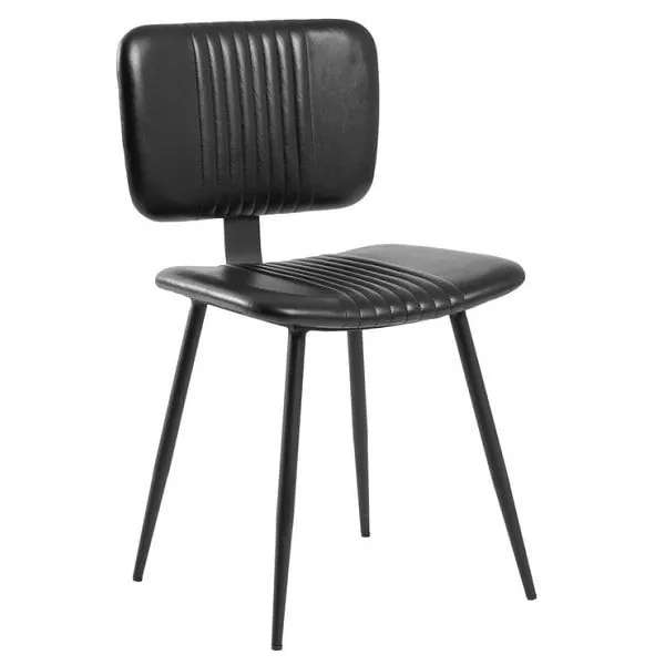 Opel Dining Chairs - Vintage Black Genuine Leather