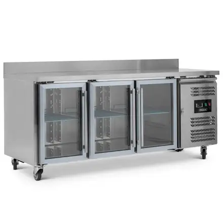 Blizzard HBC3CR Triple Hinged Glass Door Counter Refrigerator With Upstand