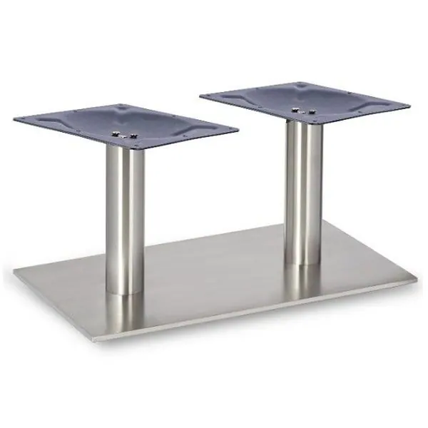 Profile Brushed Steel Twin Low Table Legs - Rnd Columns