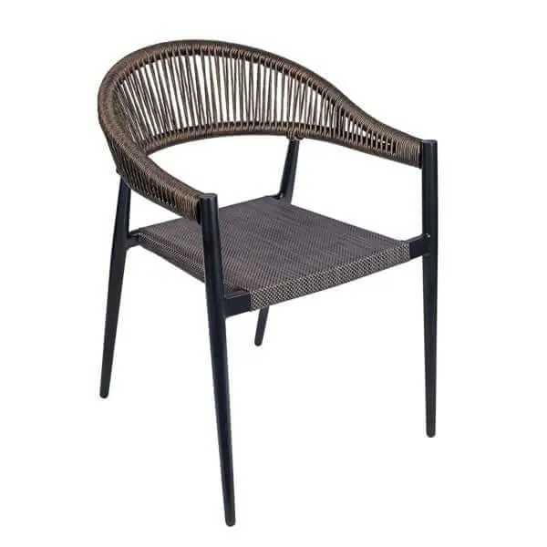 Vienna Outdoor Armchairs - Black Frame / Bronze Weave