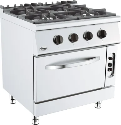 CombiSteel 7178.0415 Base 700 Gas Stove 4 Burners with Gas Oven