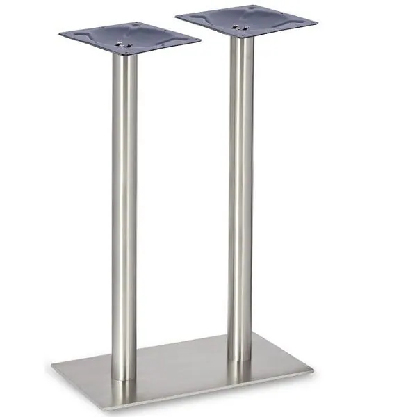Profile Brushed Steel Bar Table Legs - Twin Rnd Columns