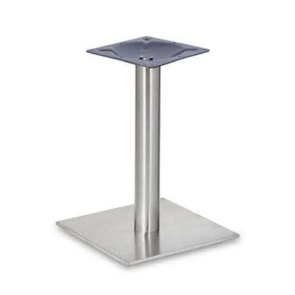 Profile Brushed Steel Lounge Table Base - Small Square - Round Column