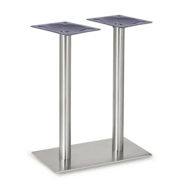 Profile Brushed Steel Twin Mid Height Table Base - Round Columns