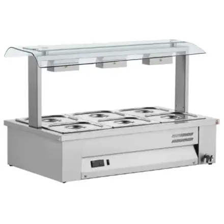 Inomak MSV610 Counter Top Bain Marie With Double Sneeze Guard 3x GN1/1