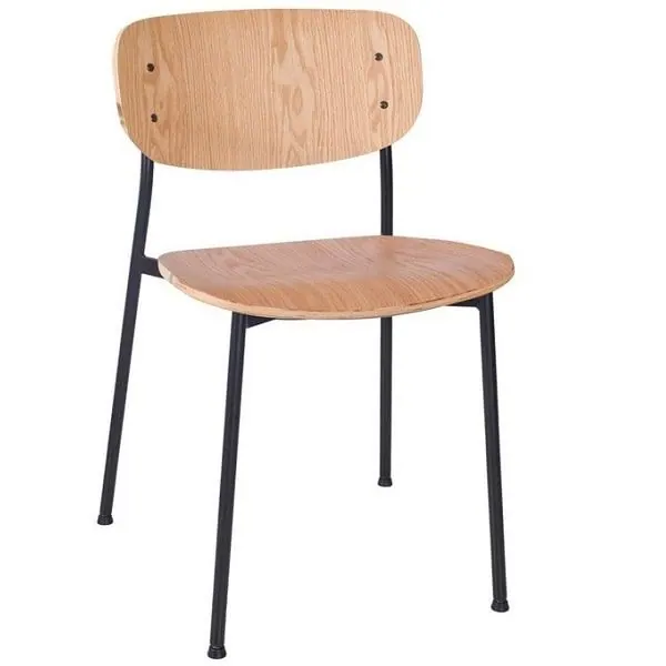 Greenwich Black Metal Chairs - Black or Oak Ply Seat