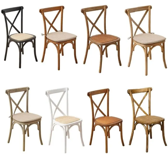 Gem Cross Back Bistro Chairs - Hessian Seat