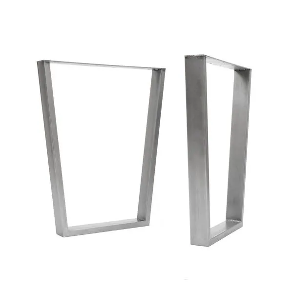V-Frame Industrial Table Legs in Raw Steel, Clear Metal or Black