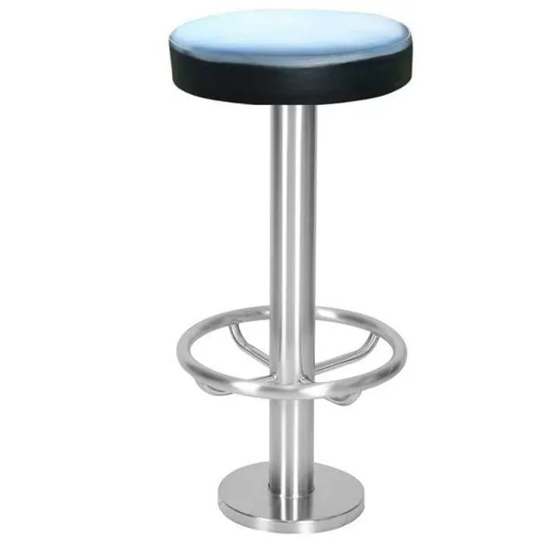 Awill Swivel Bolt Down Bar Stools with Foot Ring - Brushed Steel