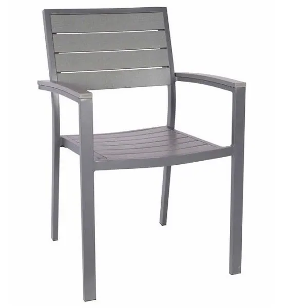 Villa Slatted Outdoor Arm Chairs - Grey