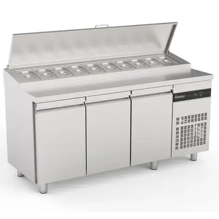 Inomak ZPZP999 Triple Hinged Door Gastronorm Prep Counter With Raised Collar