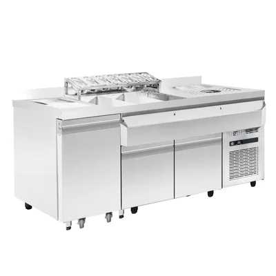 CombiSteel 7083.0050 Refrigerated Cocktail Bar Station Including Sink, Glass Rinser, Speedrail for Bottles, Cutting Board and Waste Bin