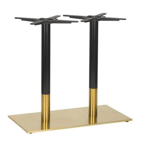 Midas Black / Brass Rectangular Twin Pedestal Table Base – Height Options