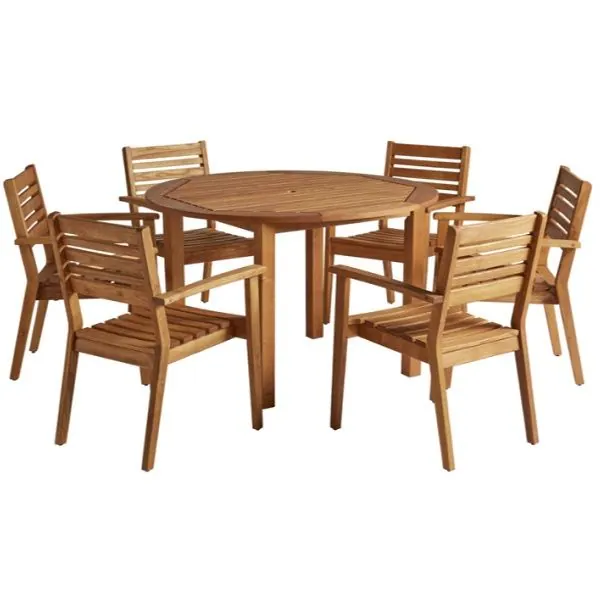 More Wooden Outdoor Dining Table Set - Round