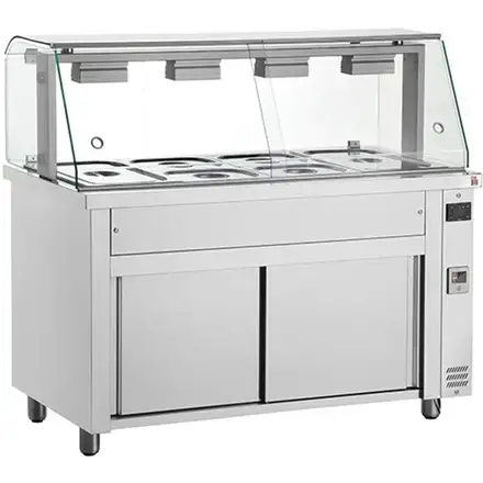 Inomak MFV714 Bain Marie With Glass Canopy 4x GN1/1