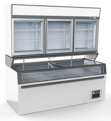 CombiSteel 7455.2525 Wall Mounted Freezer Unit White 3 Glass Doors