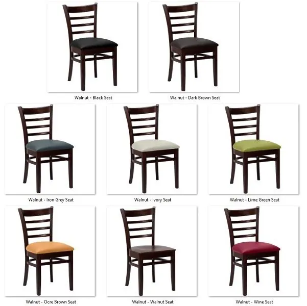 Dallas Solid Wood Restaurant Chairs - Walnut / Seat Colours