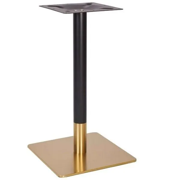Vintage Brass Small Square Table Base - Black Column